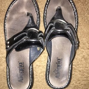 Alegria black “heel” sandals